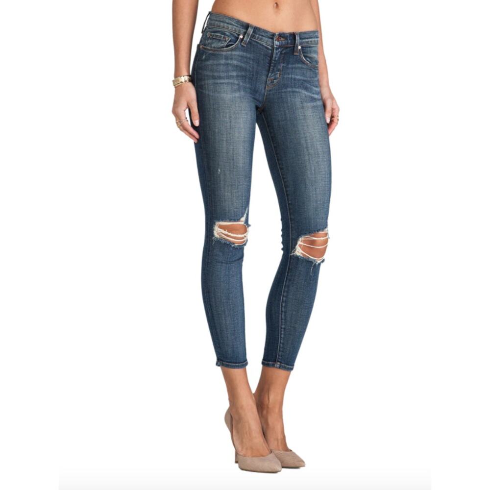J Brand Capri Misfit Jeans Womens 24 Blue Distressed Skinny Low Rise Cropped